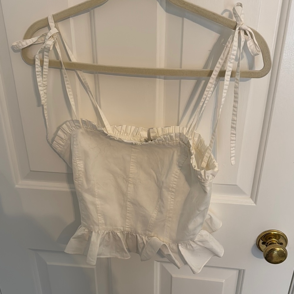Ulla Johnson White Ruffled Women's Top crop s